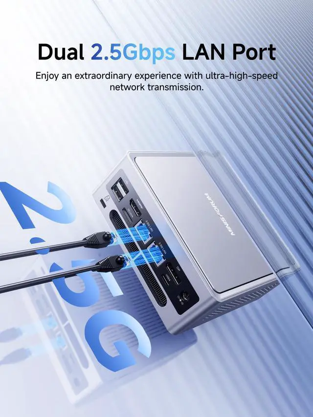 Alt view image 4 of 7 - MINISFORUM NAB8 Plus Mini PC Core i7-12800H(14C/20T,up to 4.8Ghz) Barebone Desktop Computer, 1xHDMI2.1 TMDS|1xDP1.4|1xUSB4 Video Outputs, 2x2.5G LAN/WiFi6E/BT5.3/4xUSB Iris Xe Graphics Micro PC