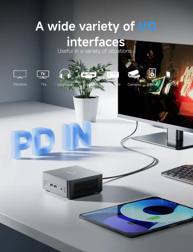 Alt view image 4 of 7 - MINISFORUM DeskMini UM690L Slim Mini PC AMD Ryzen 9 6900HX Small PC, 32GB LPDDR5 RAM+500GB PCIe4.0 SSD, HDMI/DP/USB4 Outputs, 2.5G LAN, WiFi 6E, 4xUSB Port AMD Radeon 680M Graphics Small Form Factor