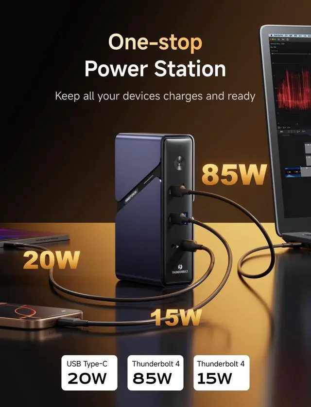 Alt view image 3 of 7 - MINISFORUM TB4-01 Docking Station with Thunderbolt 4, Enclosure with Intel JHL 8440 Thunderbolt 4 Controller, DP1.4 | HDMI2.1 |TB4 Video Output | 3xUSB-A |1xRJ45 Dock Station