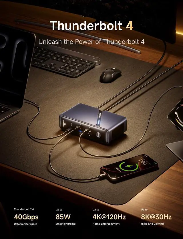 Alt view image 5 of 7 - MINISFORUM TB4-01 Docking Station with Thunderbolt 4, Enclosure with Intel JHL 8440 Thunderbolt 4 Controller, DP1.4 | HDMI2.1 |TB4 Video Output | 3xUSB-A |1xRJ45 Dock Station
