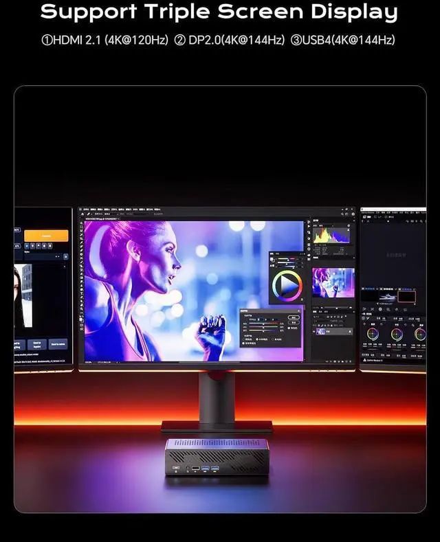 Alt view image 4 of 7 - MINISFORUM MS-A1 Mini Workstation AMD Ryzen 9 9950X(16C/32T, up to 5.7GHz) 64GB RAM 2TB SSD Mini PC, HDMI/DP/USB-C Triple Display Mini PC, 2x2.5G LAN Port, 4X PCIe SSD Slot, AMD Radeon Graphics