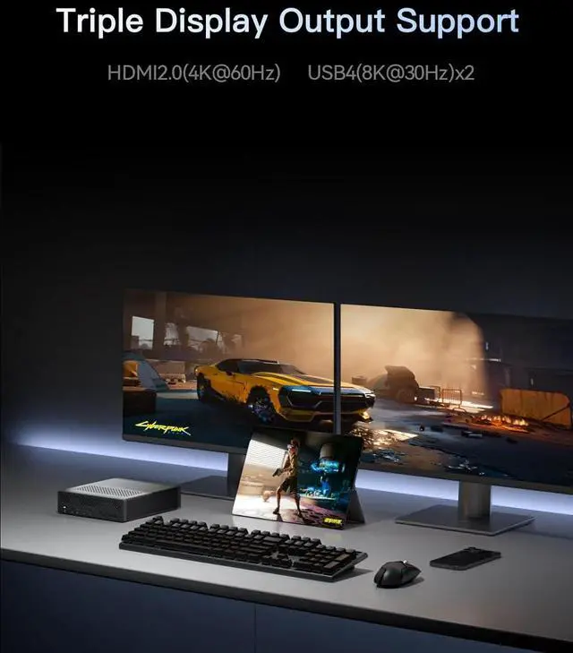 Alt view image 5 of 7 - MINISFORUM MS-01 Mini Workstation Core i9-13900H 64GB RAM 2TB SSD Mini PC, HDMI+2X USB4 8K Display, 2x10G SFP+ Port, 2x2.5G LAN Port, Support M.2 2280/22110/U.2 SSD/RTX 3050 Graphics Cards