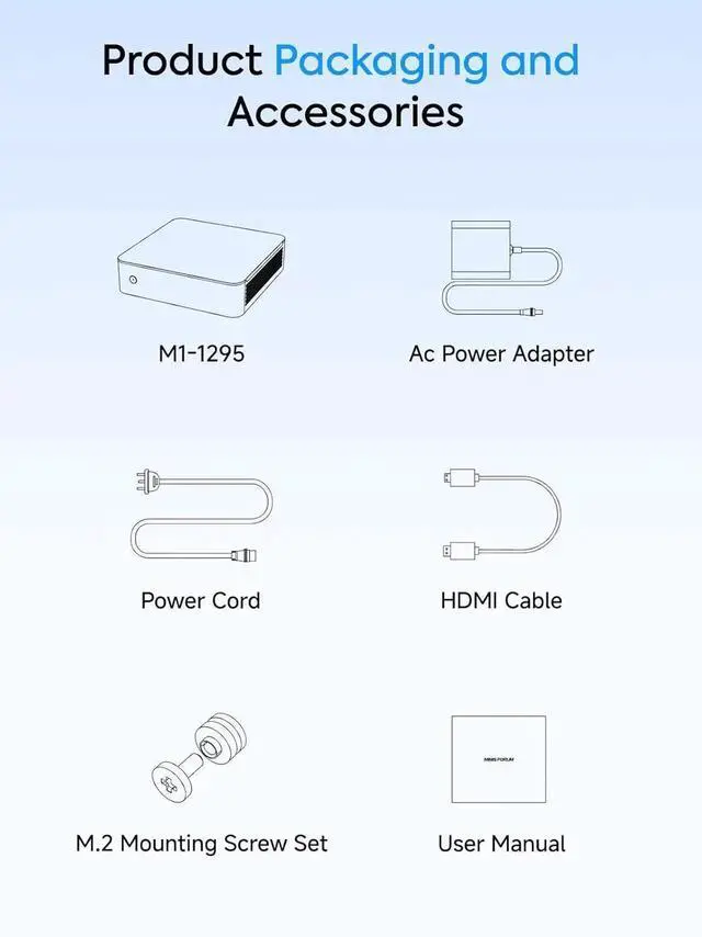 Alt view image 7 of 7 - MINISFORUM M1-1295 Mini PC Core i9-12950HX(16C/24T, up to 5GHz) Barebone Without Storage/OS Desktop Computer, HDMI/DP/USB-C Output, 2.5G RJ45/WiF6E/BT5.2, 2X NVMe SSD Slot, 4X USB Port Micro Computer