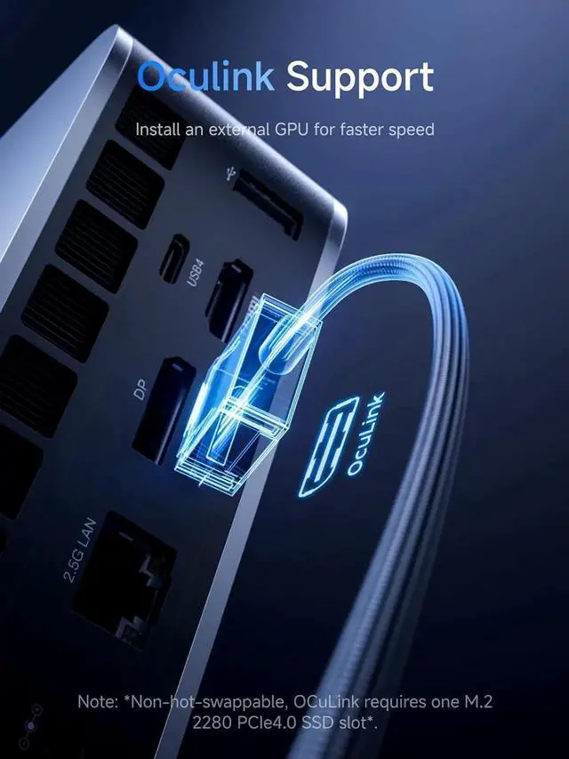 Alt view image 6 of 7 - MINISFORUM M1 Pro Mini PC Core Ultra 9 Processor 285H(16C/16T) 32GB DDR5 1TB SSD Desktop Computer, HDMI|DP|2xUSB4 Video Output, Oculink Port, 2.5G RJ45/WiFi7/BT5.4, Arc 140t Graphics Micro PC