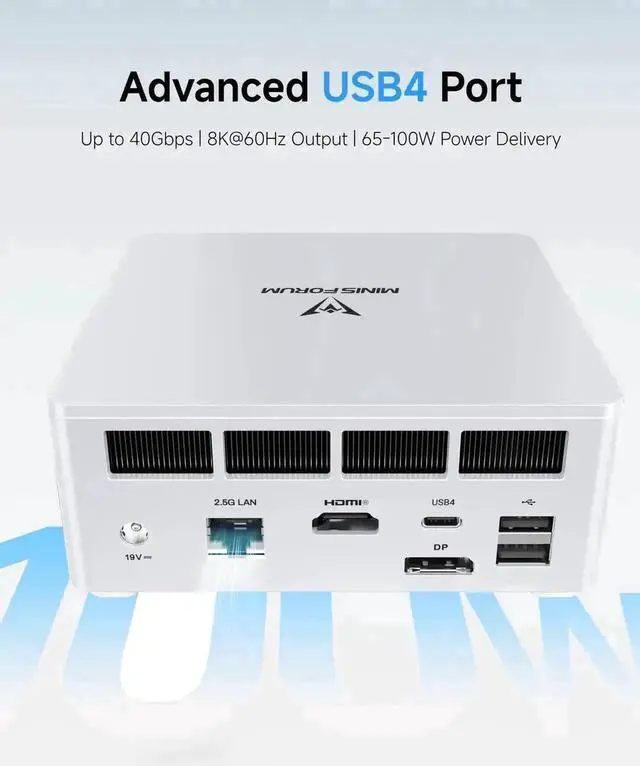 Alt view image 5 of 7 - MINISFORUM DeskMini UM870 Slim Mini PC AMD Ryzen 7 8745H Small PC, 16GB DDR5 RAM+512GB PCIe4.0 SSD, HDMI/DP/USB4 Outputs, 2.5G LAN, WiFi 6E, BT5, 4xUSB Port AMD Radeon 780M Graphics Small Form Factor