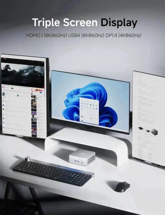 Alt view image 6 of 7 - MINISFORUM DeskMini UM870 Slim Mini PC AMD Ryzen 7 8745H Small PC, 16GB DDR5 RAM+512GB PCIe4.0 SSD, HDMI/DP/USB4 Outputs, 2.5G LAN, WiFi 6E, BT5, 4xUSB Port AMD Radeon 780M Graphics Small Form Factor