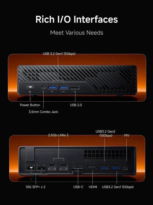 Alt view image 6 of 7 - MINISFORUM MS-A2 Mini Workstation AMD Ryzen 9 9955HX(16C/32T, up to 5.4GHz) 32GB RAM 2TB SSD Mini PC, HDMI/2xUSB-C Triple Display Mini PC, 2x2.5G LAN Port|10G SFP+ Port, Support M.2 2280/22110/U.2 SSD