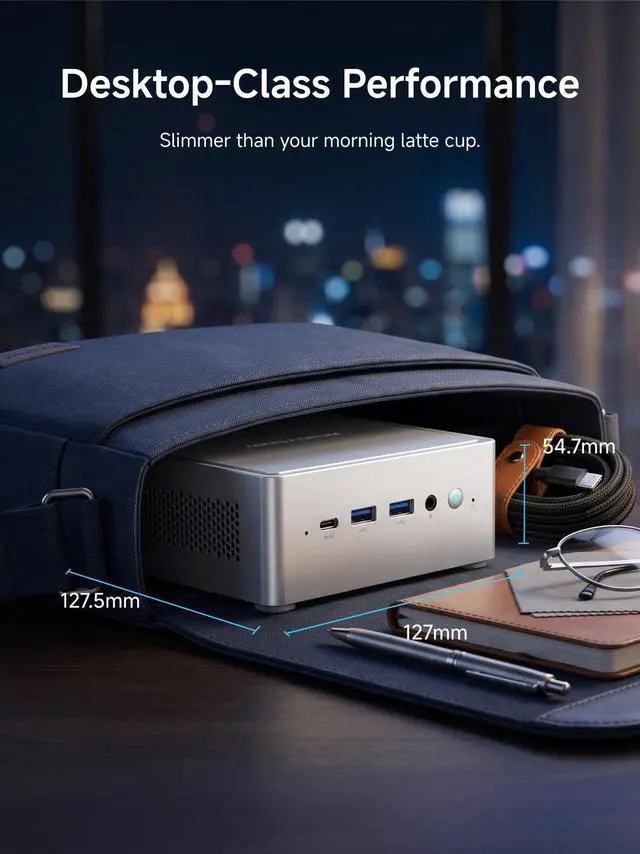 Alt view image 7 of 7 - MINISFORUM NAB9S Mini PC, 13th Gen Core i9-13900HK Small Computer Barebone Version Without RAM/SSD/OS, 2X HDMI+2X USB-C Output, 2X 2.5G RJ45 Port, 4X USB3.2 Small Form Factor