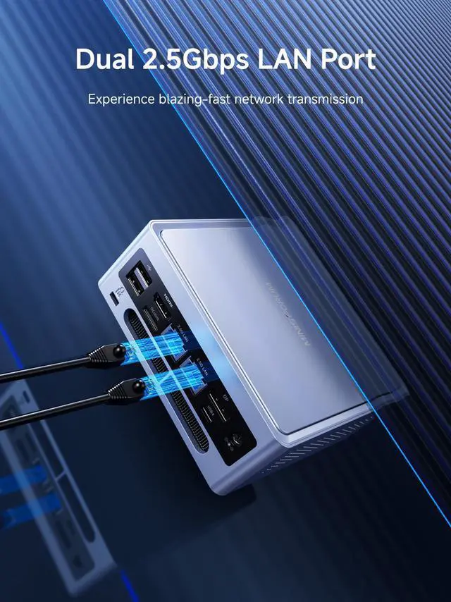 Alt view image 4 of 7 - MINISFORUM NAB9S Mini PC, 13th Gen Core i9-13900HK Small Computer 32GB RAM 1TB SSD, 2X HDMI+2X USB-C Output, 2X 2.5G RJ45 Port, 4X USB3.2 Small Form Factor