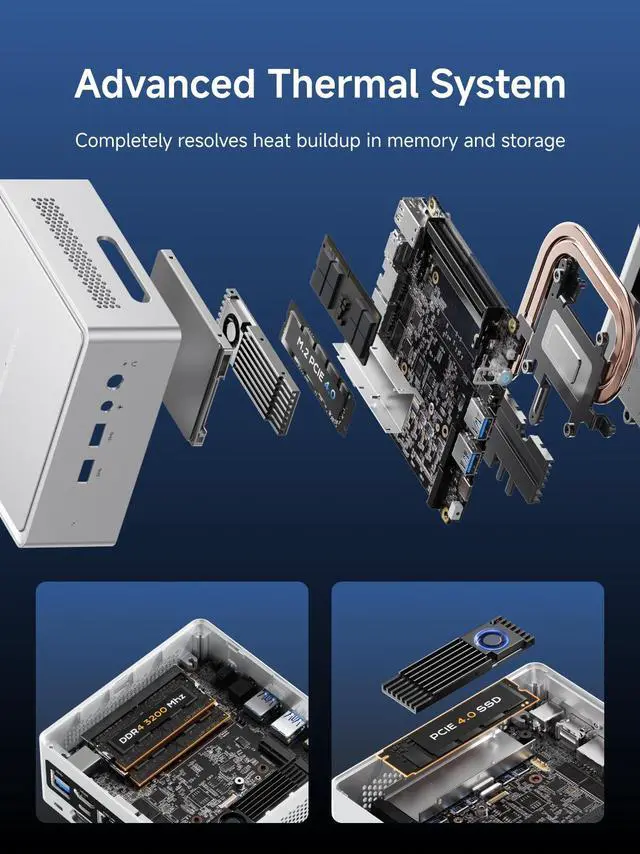 Alt view image 5 of 7 - MINISFORUM NAB9S Mini PC, 13th Gen Core i9-13900HK Small Computer 16GB RAM 500GB SSD, 2X HDMI+2X USB-C Output, 2X 2.5G RJ45 Port, 4X USB3.2 Small Form Factor