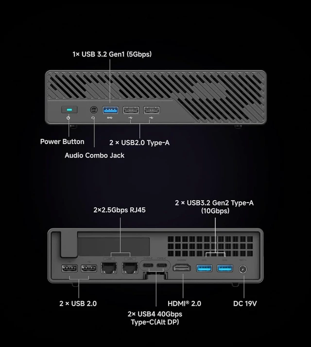 Alt view image 7 of 7 - MINISFORUM MS-01 SE Workstation Core i5-12600H 32GB RAM 1TB SSD Mini PC, HDMI + 2xUSB4 8K Triple Display, 2x2.5G LAN Port, Dual DDR4 Slots, 3x SSD Slot, 1x PCIe x16 slot, 7x USB Slot Mini Computer