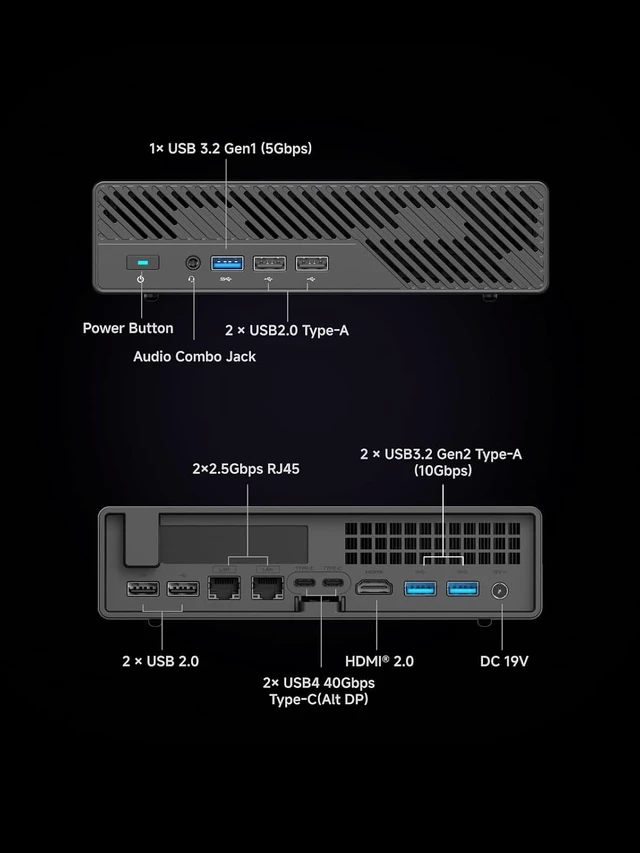 Alt view image 7 of 7 - MINISFORUM MS-01 SE Workstation Core i5-12600H Barebone Version Mini PC, HDMI + 2xUSB4 8K Triple Display, 2x2.5G LAN Port, Dual DDR4 Slots, 3x SSD Slot, 1x PCIe x16 slot, 7x USB Slot Mini Computer