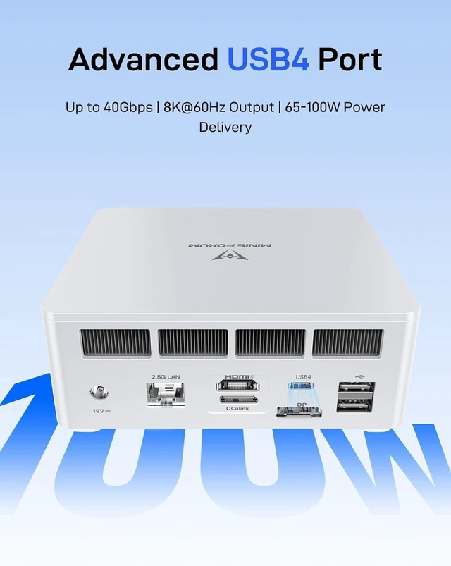Alt view image 4 of 7 - MINISFORUM UM880 Plus Mini PC AMD Ryzen 7 8845HS Desktop Computer 16GB RAM 512GB SSD, HDMI/DP/USB4 8K@60Hz Output, 2.5G RJ45 Port, Oculink Port, 4xUSB Port AMD Radeon 780M Graphics Micro Computer
