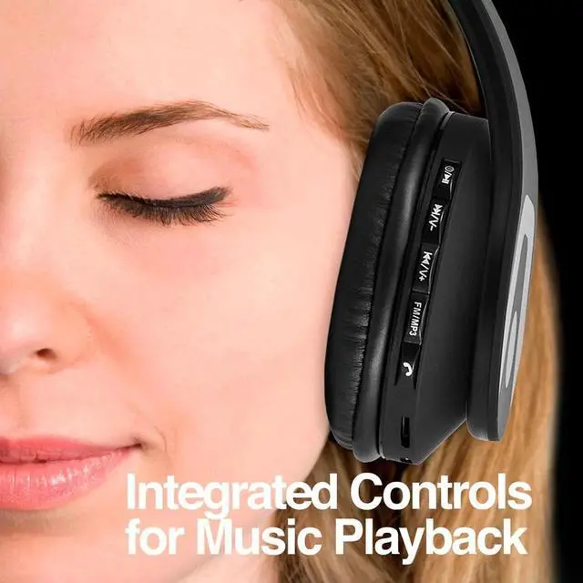 Alt view image 4 of 5 - Headset Bluetooth, Foldable, with digital control, Mic and FM Radio. Dual connection, wireless and wired 3.5 mm. Runtime: Up to 7 Hours. For Cell Phone, Laptop, PC, TV, Iphone, Smartphone, Tablet