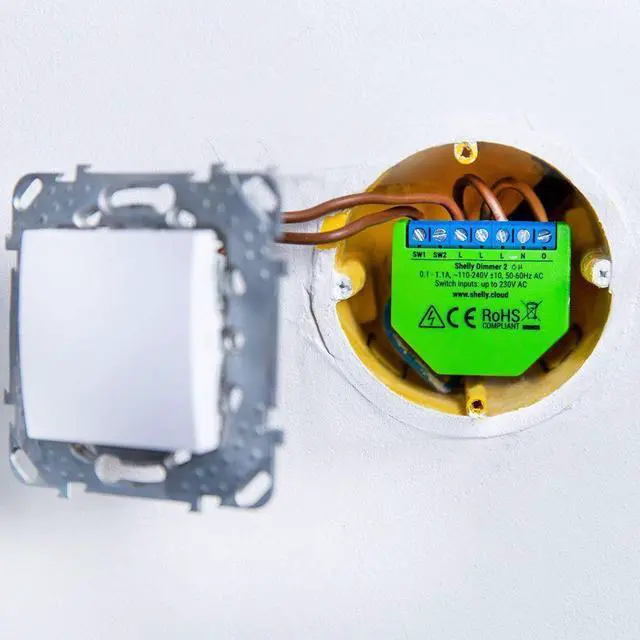 Alt view image 6 of 7 - Shelly Dimmer 2 | WiFi Smart Dimmer relay | Dimmable Lights | Compatible with Google Home & Alexa | iOS & Android App | No Hub Required | Wireless Switch | Home Automation