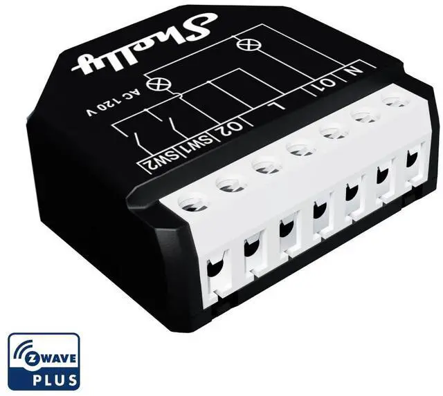 Alt view image 2 of 5 - Shelly Qubino Wave 2PM Z-Wave Smart Switch Relay  2 Channel 16 A with Current Measurement  Home Automation  Z-Wave Gateway  Low Power Consumption  Repeater Extended Mains  High Compatibility