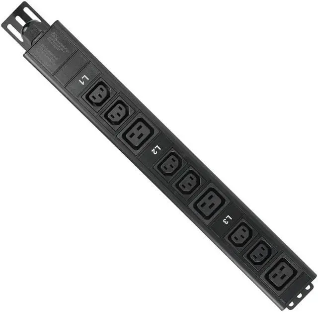 Alt view image 2 of 6 - Valiant Power, Surge Protection, Rack Mount PDU, Basic 3phase 208v/30A, L15-30P Input, (4-C13 & 4C19) Outlets, 1U Vertical Rackmount (C13) 3 Year Warranty 10,000 Watts, Crypto Mining