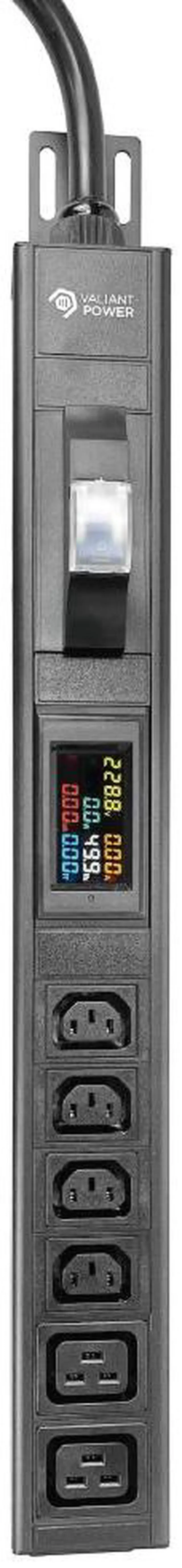 Alt view image 4 of 7 - 240V 30A Rack PDU with Meter & Breaker, 4 C13 & 2 C19 Outlets  Vertical Mount, Industrial Power Strip