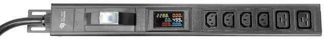 Alt view image 3 of 7 - 240V 30A Rack PDU with Meter & Breaker, 4 C13 & 2 C19 Outlets  Vertical Mount, Industrial Power Strip