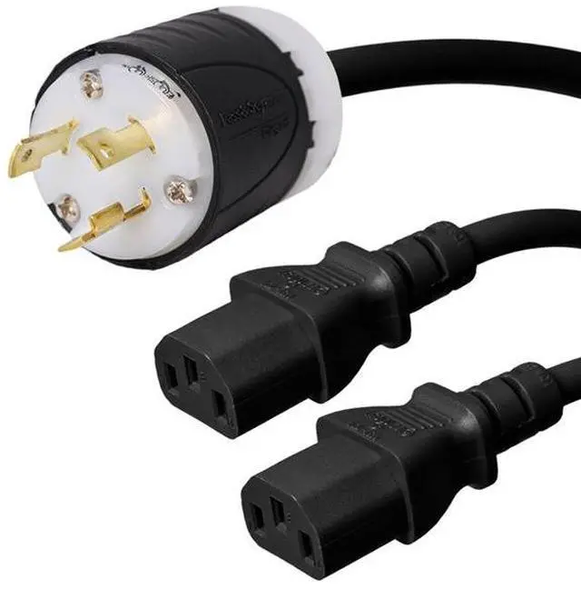 Alt view image 3 of 3 - Valiant Power 240V 30A Power Cord  L6-30P to Dual C13 6ft, 12AWG Y Splitter  Heavy-Duty Mining