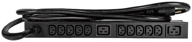 Alt view image 2 of 6 - Rack Mount Power Strip - 240V 30A 1C19 & 5 C13 outlets PDU with Built-in Surge Protector, Volt & Amp Meter for Data Center - 19 Metal Housing, Ears & Fittings Included (10C13 2C19)