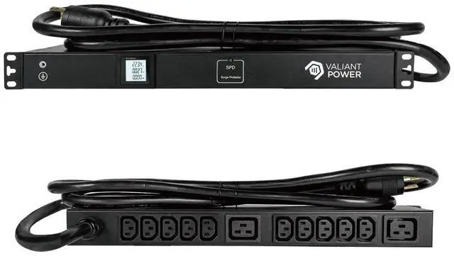 Main image of Rack Mount Power Strip - 240V 30A 1C19 & 5 C13 outlets PDU with Built-in Surge Protector, Volt & Amp Meter for Data Center - 19 Metal Housing, Ears & Fittings Included (10C13 2C19)
