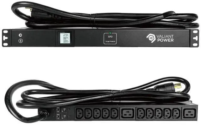 Alt view image 4 of 7 - Rack Mount Power Strip - 240V 30A 2C19 & 10 C13 outlets PDU with Built-in Surge Protector, Volt & Amp Meter for Data Center - 19 Metal Housing, Ears & Fittings Included (10C13 2C19)