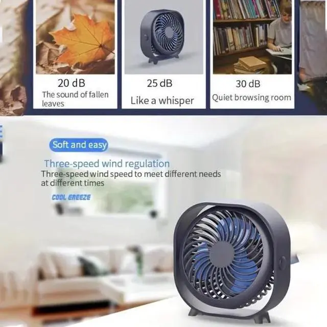 Alt view image 3 of 5 - New desktop small fan Rechargeable desktop fan Portable office student dormitory home mini fan Mute(Random color)