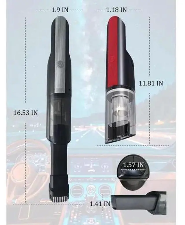 Alt view image 4 of 5 - Wireless Red Car vacuum cleaner wireless car with strong suction handheld vacuum cleaner small mini rechargeable home vacuum cleaner