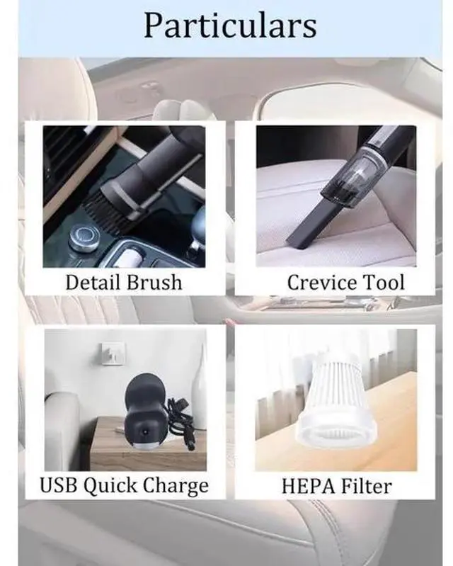 Alt view image 5 of 5 - Wireless Red Car vacuum cleaner wireless car with strong suction handheld vacuum cleaner small mini rechargeable home vacuum cleaner