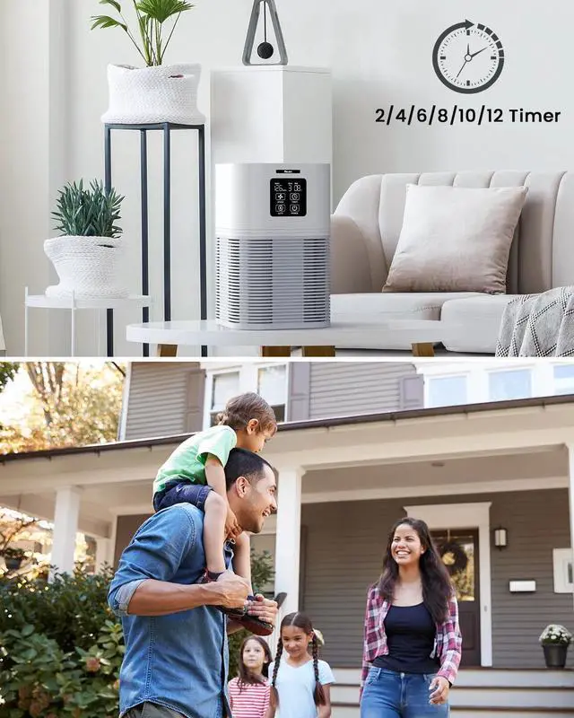 Alt view image 7 of 7 - VEWIOR 2 in 1 Air Purifier with H13 Filters for Home Allergies Pets Hair Odor Eliminators, Aromatherapy diffuser and Auto Mode, Quiet Air Cleaner for Office, Home, Bedroom