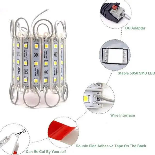 Alt view image 3 of 6 - Super Bright IP65 Waterproof 5050 SMD Module Light Sign Strip Lamp DC 12V