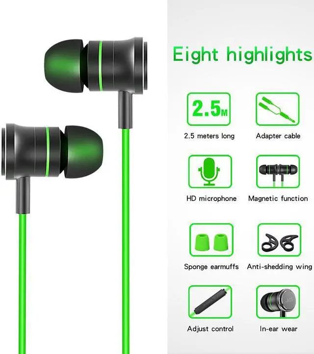 Main image of JIES Fashion Sports In-Ear Earbud Headphones Waterproof and sweat proof- Green