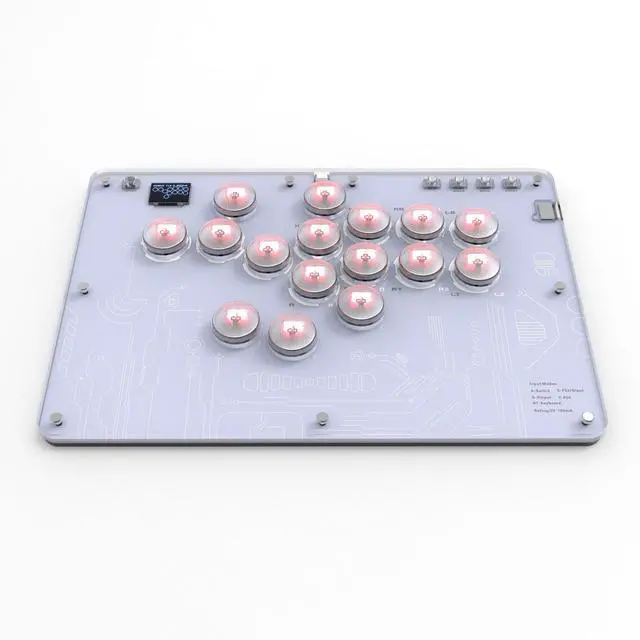Arcade Stick 16Keys All-Button Gamerfinger with Turbo Functions & Custom RGB,Arcade Controller Street Fight for PC/PS3/PS4/Switch/Steam Game Keyboard-Supports Hot Swap & SOCD
