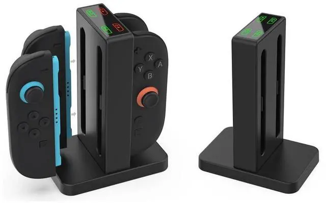 Main image of Controller Charging Dock for Nintendo Switch 2, 4-Port Magnetic Charging Station with LED Indicators, Type-C USB Input, Black