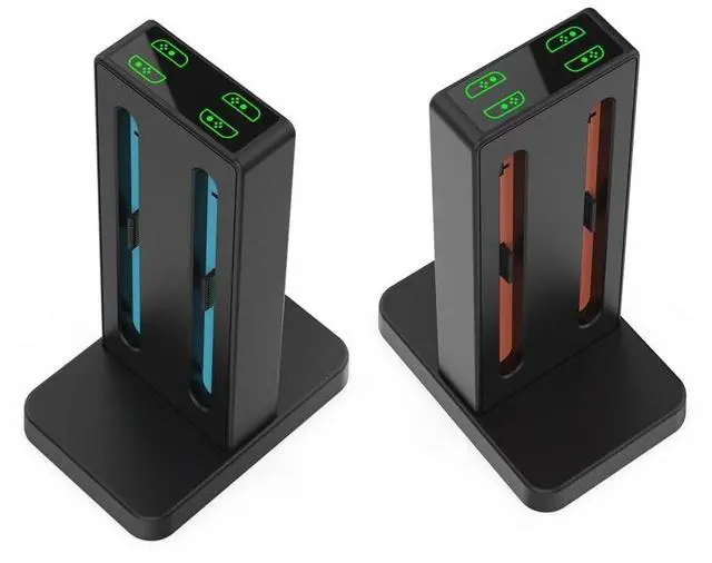 Alt view image 4 of 4 - Controller Charging Dock for Nintendo Switch 2, 4-Port Magnetic Charging Station with LED Indicators, Type-C USB Input, Black