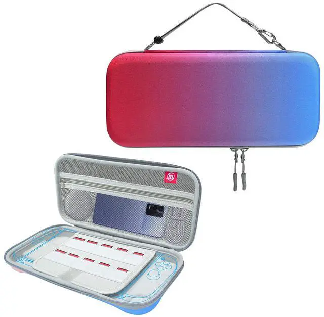 Main image of Carrying Case for Switch 2 , Water-Resistant Hard Shell with 10 Game Card Slots (Red Blue)