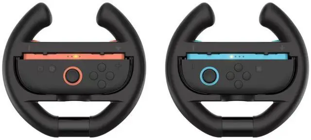 Main image of Racing Wheel Set for Switch 2 Joy-C on, 2-Pack Steering Wheel Controller Grips for Mario Kart (3195)