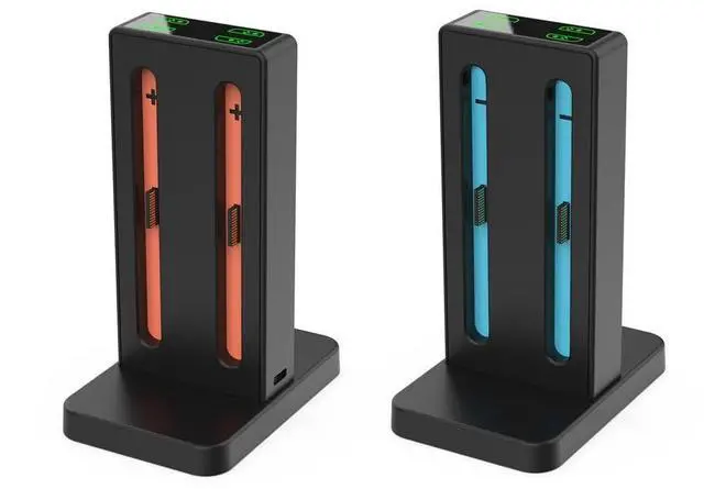 Alt view image 3 of 4 - Controller Charging Dock for Nintendo Switch 2, 4-Port Magnetic Charging Station with LED Indicators, Type-C USB Input, Black