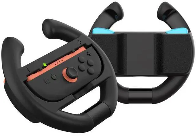 Alt view image 4 of 6 - Racing Wheel Set for Switch 2 Joy-C on, 2-Pack Steering Wheel Controller Grips for Mario Kart (3195)