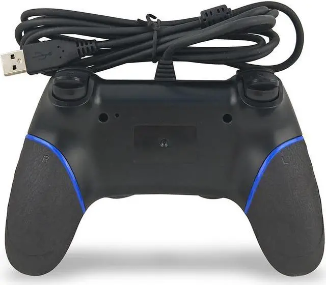 Alt view image 3 of 5 - Wired Controller Gamepad for Ps4 Dual Vibration Shock Joystick Gamepad for PS4/PS4 Slim/PS4 Pro and PC (Black Blue)