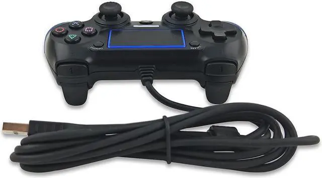 Alt view image 4 of 5 - Wired Controller Gamepad for Ps4 Dual Vibration Shock Joystick Gamepad for PS4/PS4 Slim/PS4 Pro and PC (Black Blue)