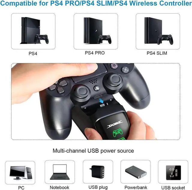 Alt view image 3 of 4 - PS4 Controller Charger, Dual USB PS4 Controller Charging Station for Pstation 4/PS4/ Slim/ PS4 Pro Charging Dock Stand Station