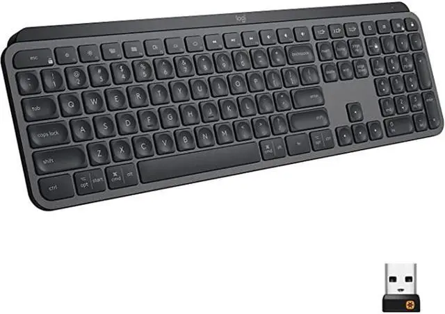 Alt view image 2 of 10 - Logitech MX Keys Advanced Wireless Illuminated Keyboard, Tactile Responsive Typing, Backlighting, Bluetooth, USB-C, Apple macOS, Microsoft Windows, Linux, iOS, Android, Metal Build - Graphite