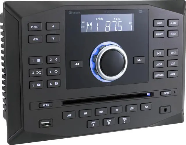 Alt view image 2 of 7 - Jensen JWM62A AM|FM|DVD|CD|USB|AUX|App Ready Bluetooth RV Wallmount Stereo w/ App Control, 3-Speaker Zones / 8 Speaker Output 8X 6 Watt, Receives Bluetooth Audio (A2DP) & Controls (AVRCP) from Devices