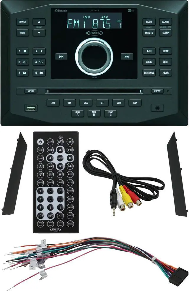 Alt view image 6 of 7 - Jensen JWM62A AM|FM|DVD|CD|USB|AUX|App Ready Bluetooth RV Wallmount Stereo w/ App Control, 3-Speaker Zones / 8 Speaker Output 8X 6 Watt, Receives Bluetooth Audio (A2DP) & Controls (AVRCP) from Devices
