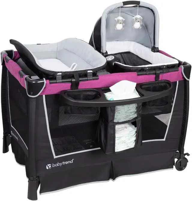 Alt view image 8 of 8 - Baby Trend Retreat Portable Nursery Center w/ Bassinet & Changing Table, Purple