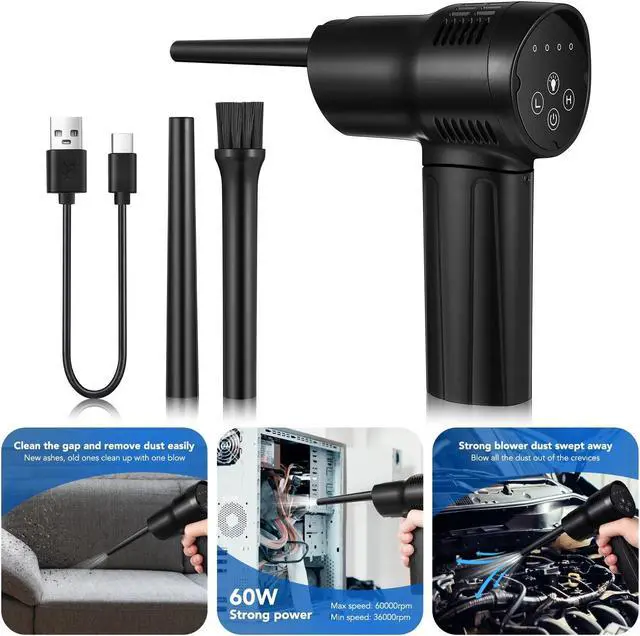 Alt view image 4 of 7 - Compressed Air Duster Cordless Rechargeable Air Cleaner for Electronics Keyboard Car Interior Vent Home