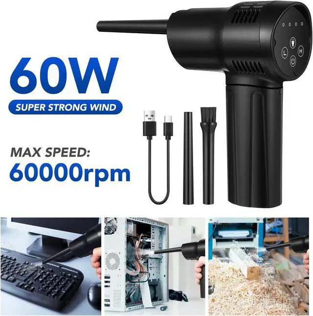 Alt view image 6 of 7 - Compressed Air Duster Cordless Rechargeable Air Cleaner for Electronics Keyboard Car Interior Vent Home