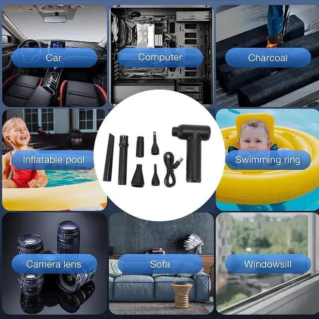 Alt view image 5 of 6 - Portable Compressed Air Duster, 80000RPM Stepless Adjustment Electric Air Duster for Keyboard Cleaner,Rechargeable Air Blower for Office Computers,Dust, Hairs,1100mAh Battery A59942